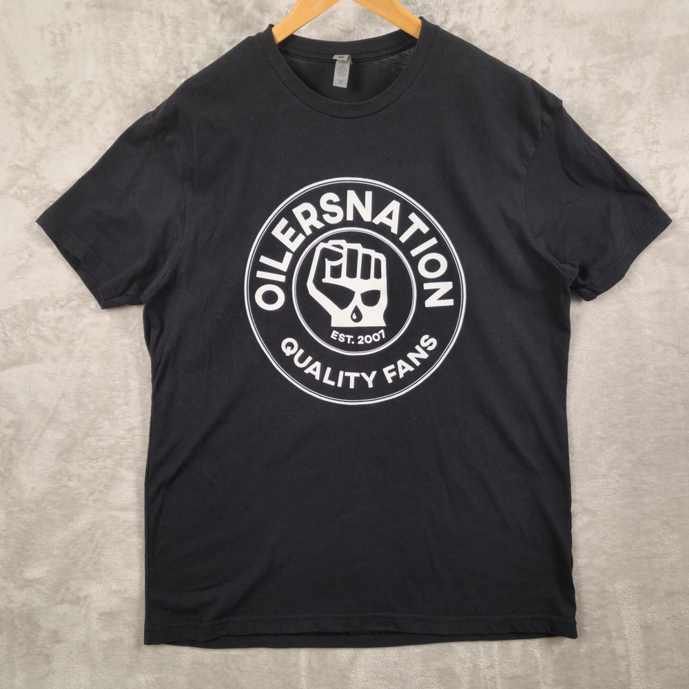 Next Level Apparel Oilers Nation Black Graphic Tee for Men Size XL
